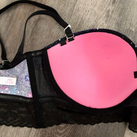 NWT Victoria's Secret VS PINK 34D Galaxy Multi Way Bustier Bra with Lace - Picture 9 of 12